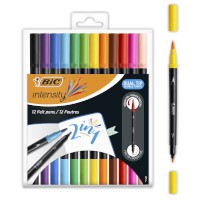 Fasermaler BIC® Intensity® Dual Brush, 12 Stück farbig sortiert